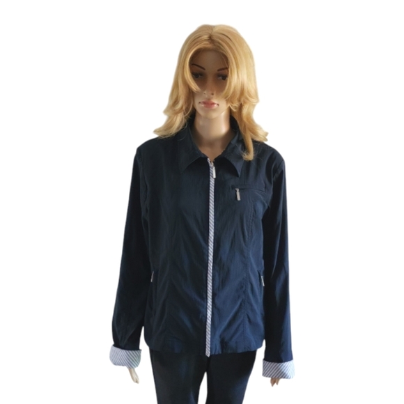 Coeur et emotions navy blue  long sleeves lightweight lined zip jacket, 13 - Picture 4 of 10